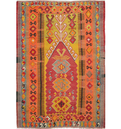 Kilim ancien Obruk 180×120 cm – Tapis kilim tissé main en laine naturelle, Anatolie Centrale