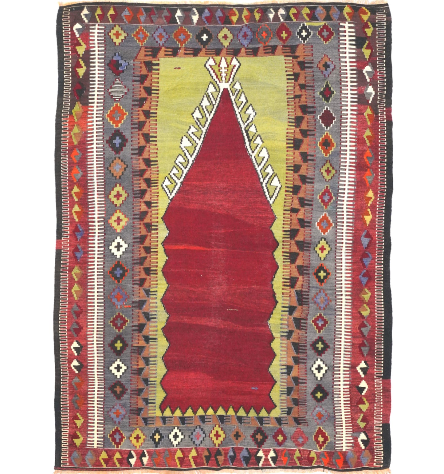 Kilim Obruk 190 x 145 cm – Tapis turc en laine tissé main, provenance Obruk