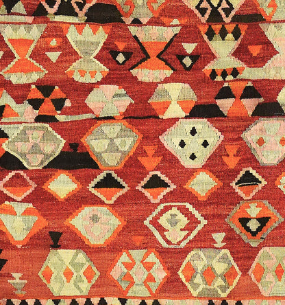Détail du tissage en laine du kilim Ordu tissé à la main (provenance Ordu)