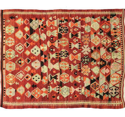 Vue horizontale du kilim Ordu 185 x 170 cm – Tapis turc en laine de provenance Ordu