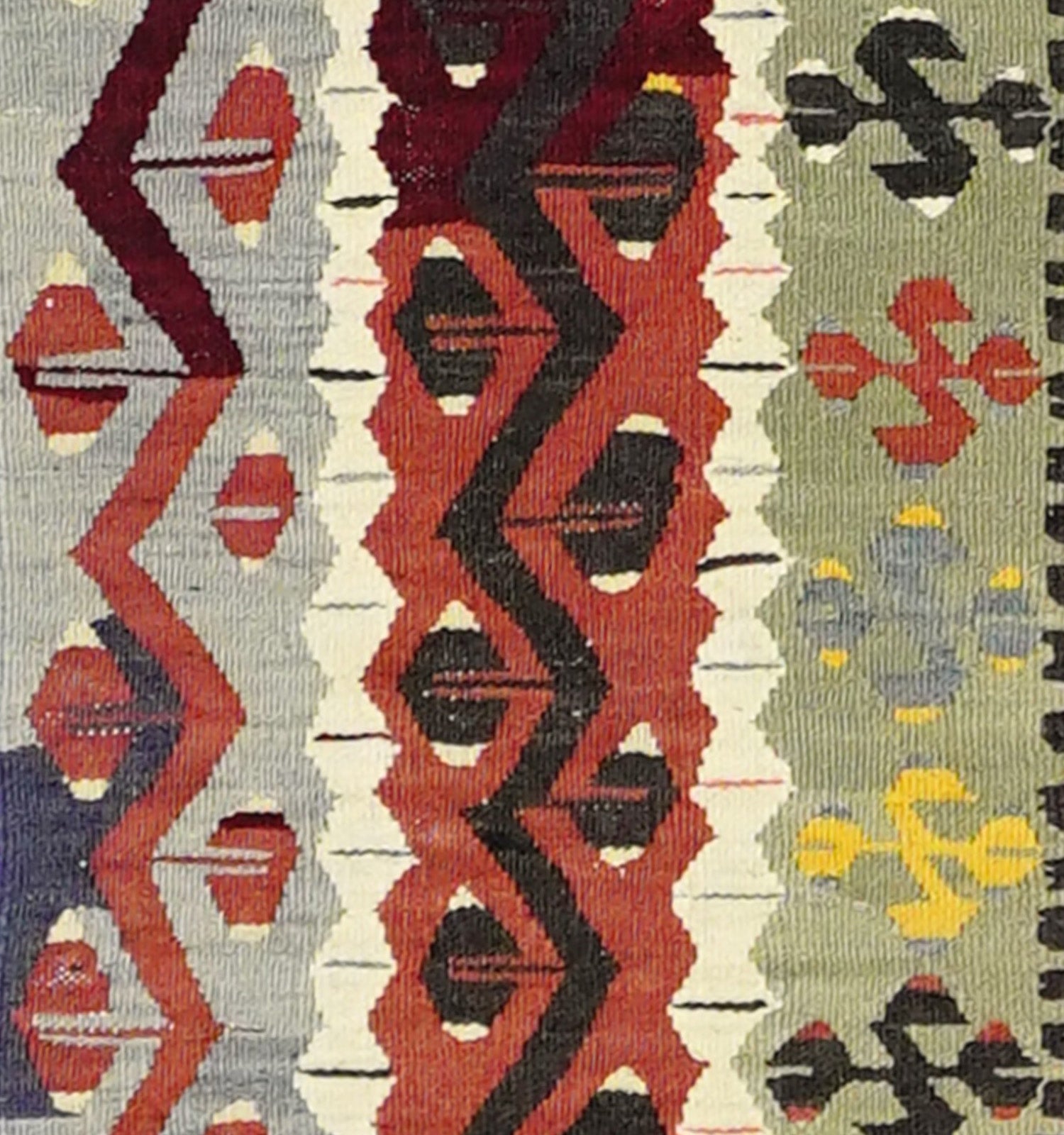 Détail du tissage en laine du kilim Pamukale tissé à la main (provenance Pamukale)