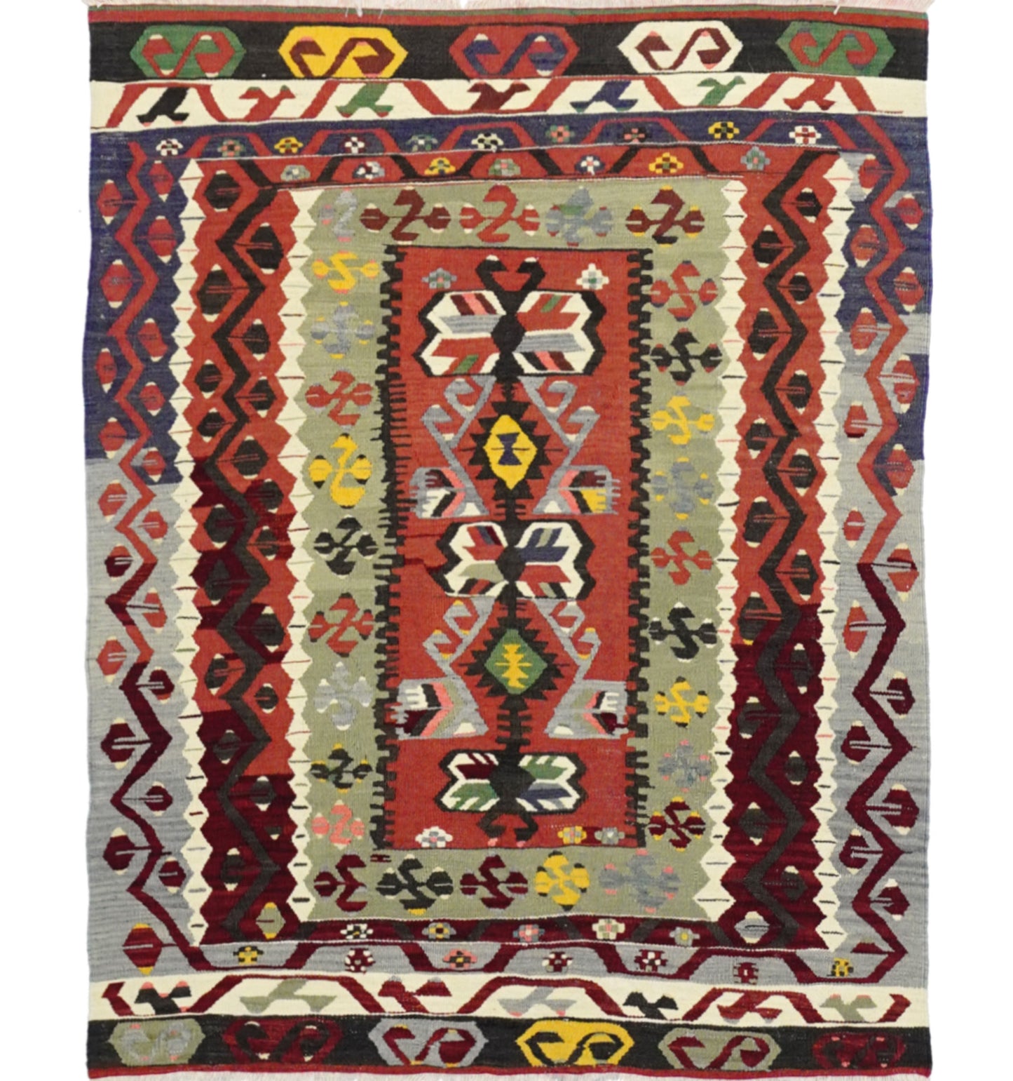 Kilim Pamukale 135 x 115 cm – Tapis turc en laine tissé main, provenance Pamukale