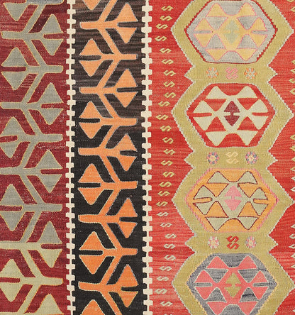 Détail du tissage – Tapis kilim ancien Pamukkale 274×155 cm, laine naturelle tissée main