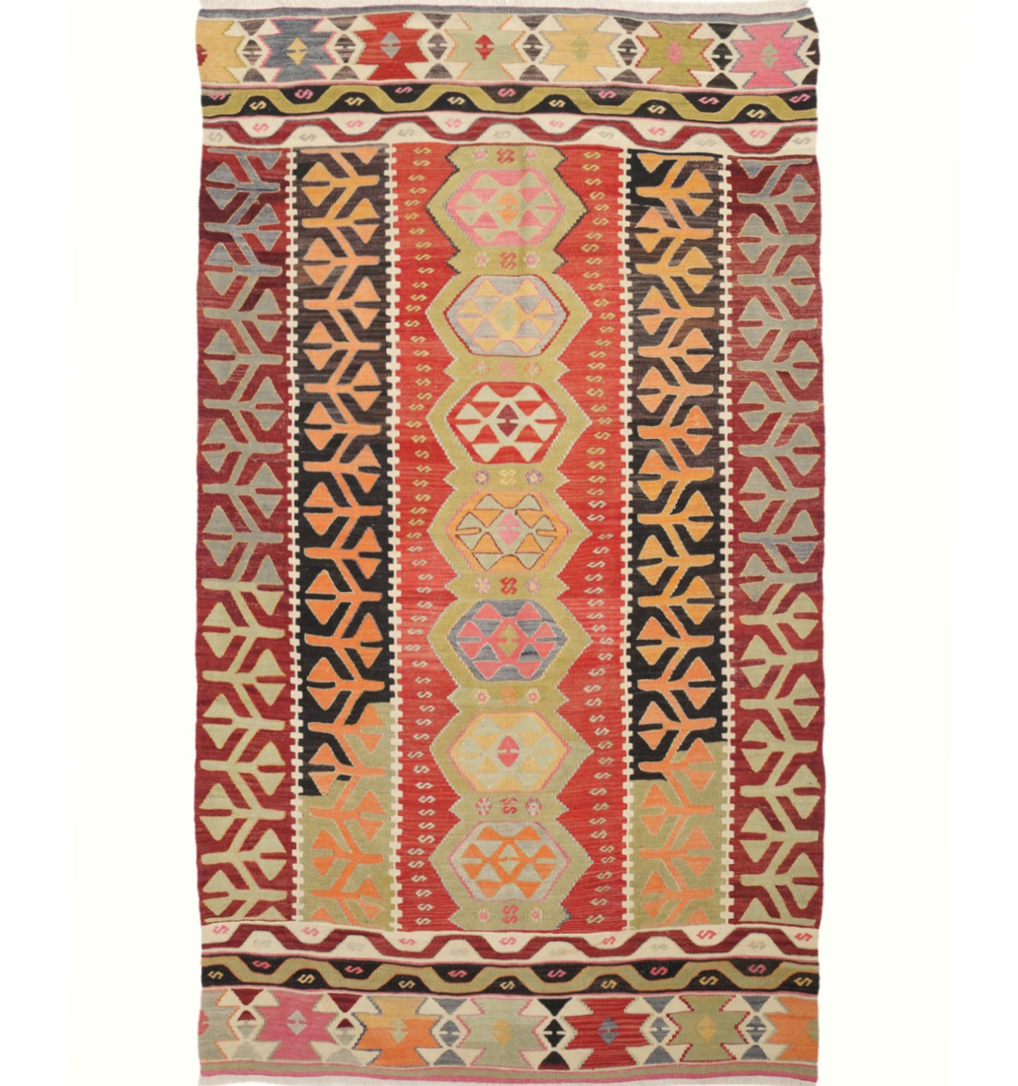 Kilim ancien Pamukkale 274×155 cm – Tapis kilim tissé main en laine naturelle, Anatolie de l'Ouest