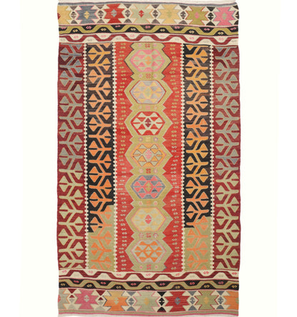 Kilim ancien Pamukkale 274×155 cm – Tapis kilim tissé main en laine naturelle, Anatolie de l'Ouest