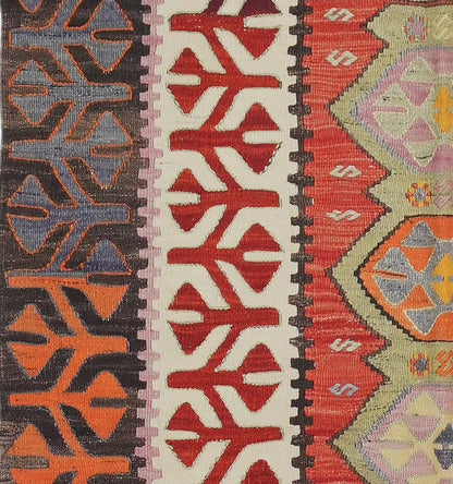 Détail du tissage – Tapis kilim ancien Pamukkale 190×128 cm, laine naturelle tissée main