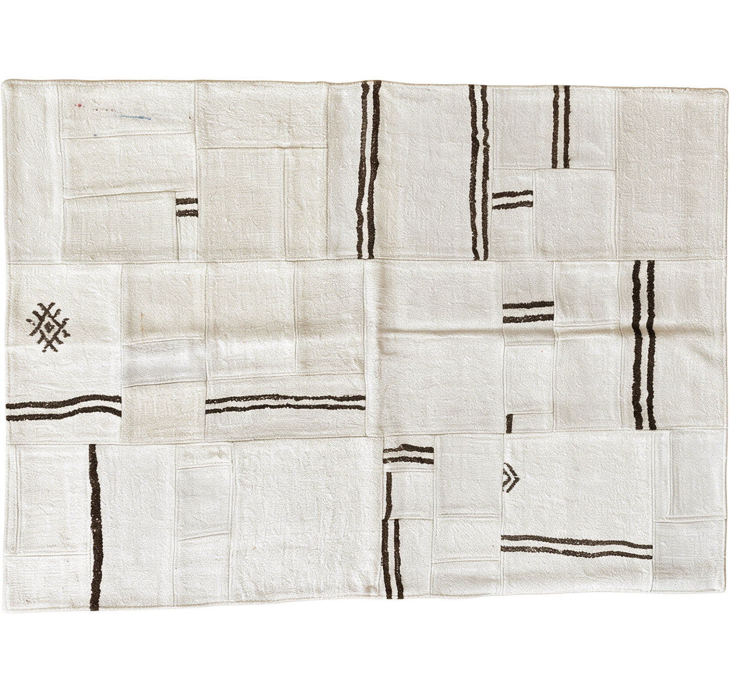 Vue horizontale du kilim Patchwork 180 x 120 cm – Tapis turc en laine de provenance Patchwork