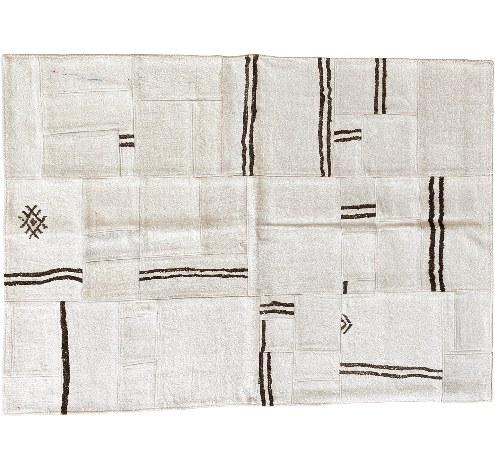 Vue horizontale du kilim Patchwork 180 x 120 cm – Tapis turc en laine de provenance Patchwork