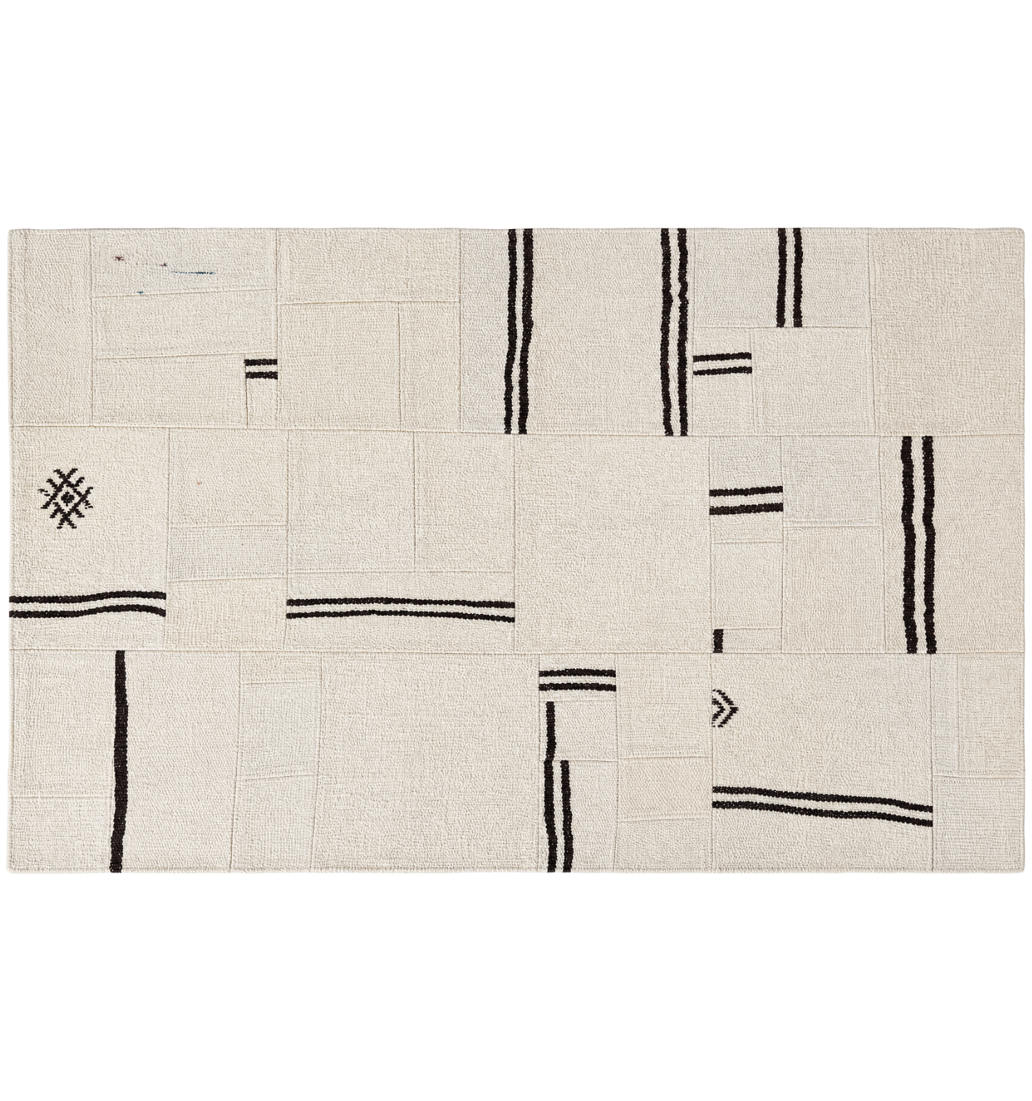Vue horizontale du kilim Patchwork 180 x 120 cm – Tapis turc en laine de provenance Patchwork