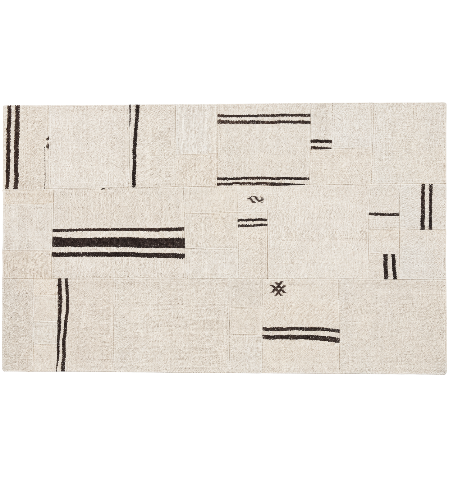 Vue horizontale du kilim Patchwork 180 x 120 cm – Tapis turc en laine de provenance Patchwork