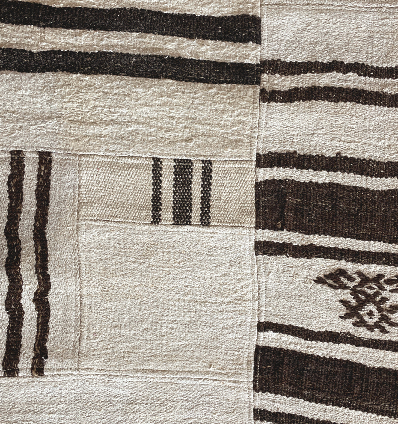 Détail du tissage en laine du kilim Patchwork tissé à la main (provenance Patchwork)