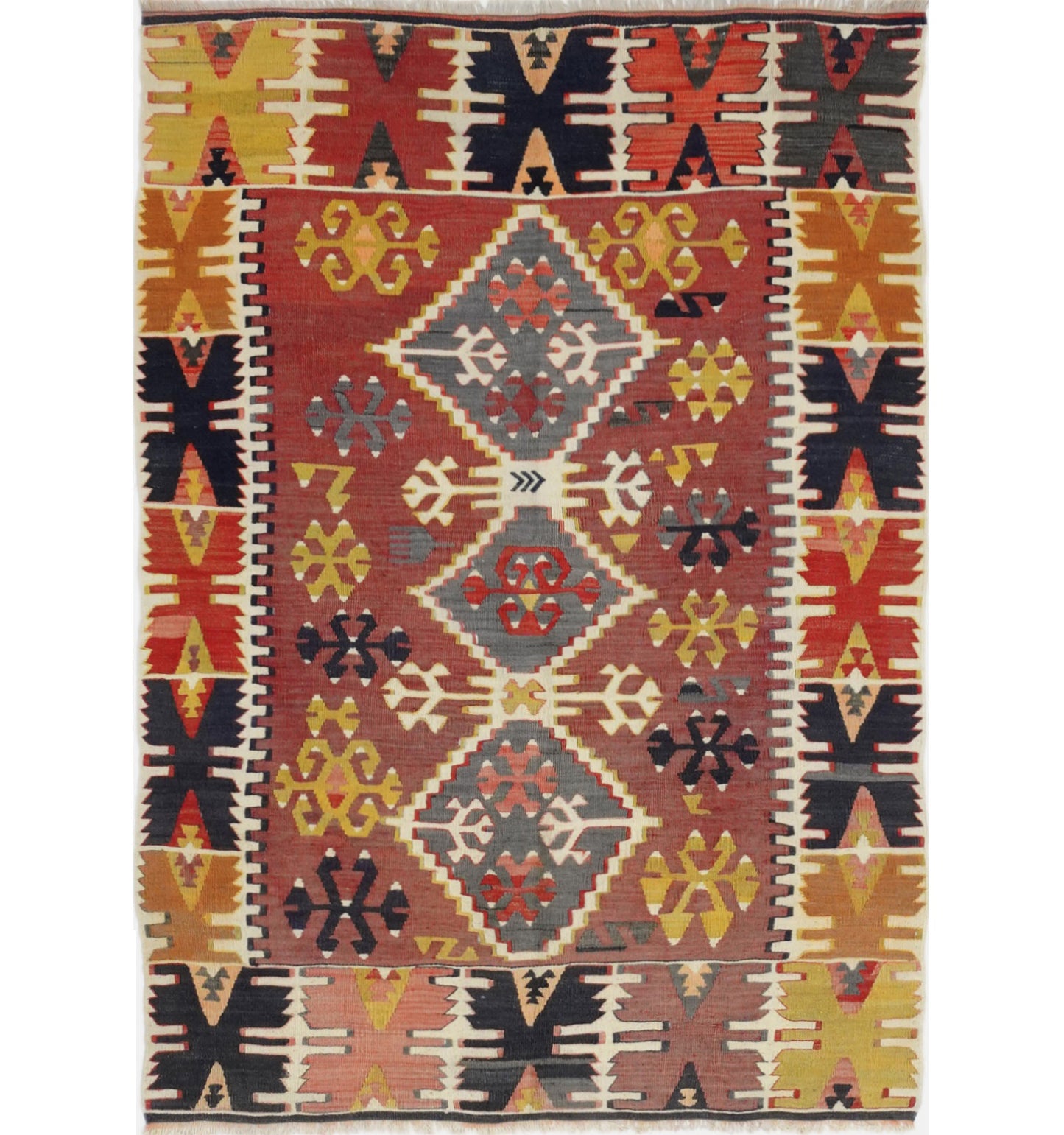 Kilim Pozanti 136 x 95 cm – Tapis turc en laine tissé main, provenance Pozanti