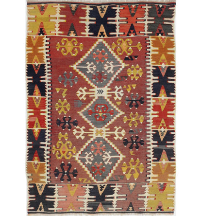 Kilim Pozanti 136 x 95 cm – Tapis turc en laine tissé main, provenance Pozanti