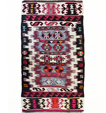 Kilim Sacikara 143 x 78 cm – Tapis turc en laine tissé main, provenance Sacikara
