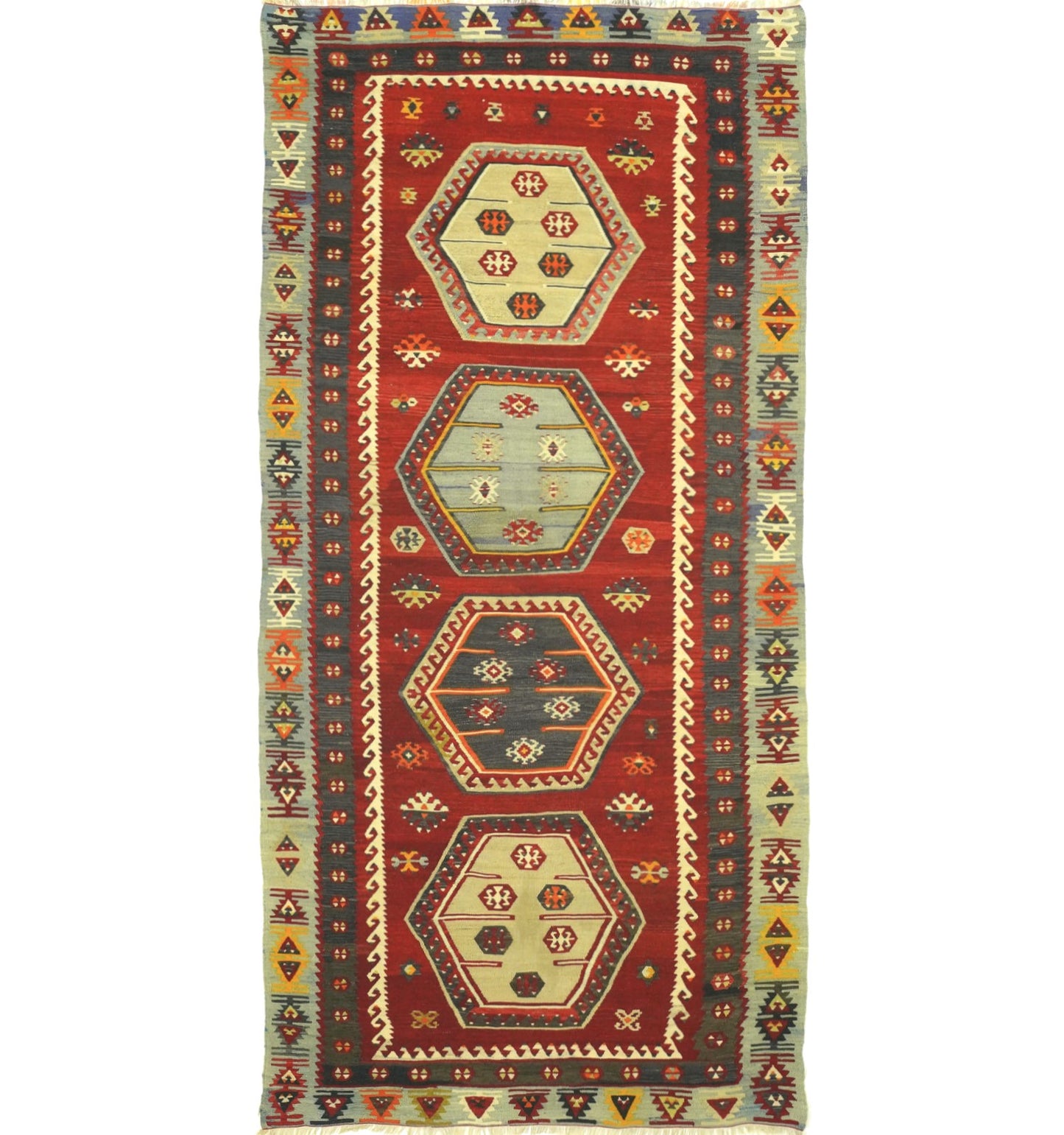 Kilim Sarkisla 240 x 113 cm – Tapis turc en laine tissé main, provenance Sarkisla
