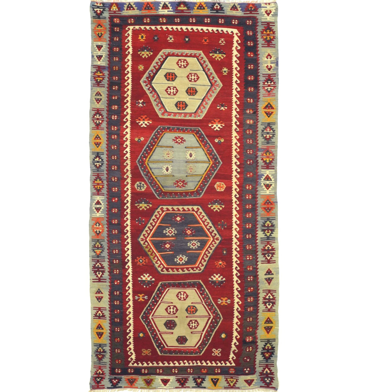 Kilim Sarkisla 240 x 113 cm – Tapis turc en laine tissé main, provenance Sarkisla