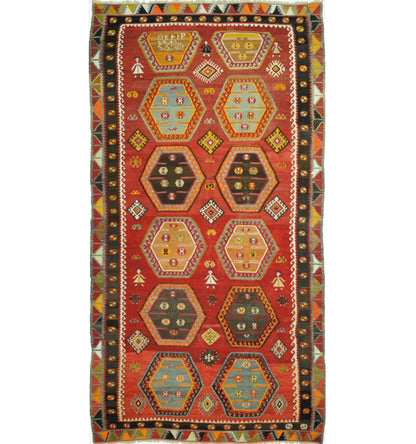 Kilim Sarkisla 350 x 162 cm – Tapis turc en laine tissé main, provenance Sarkisla