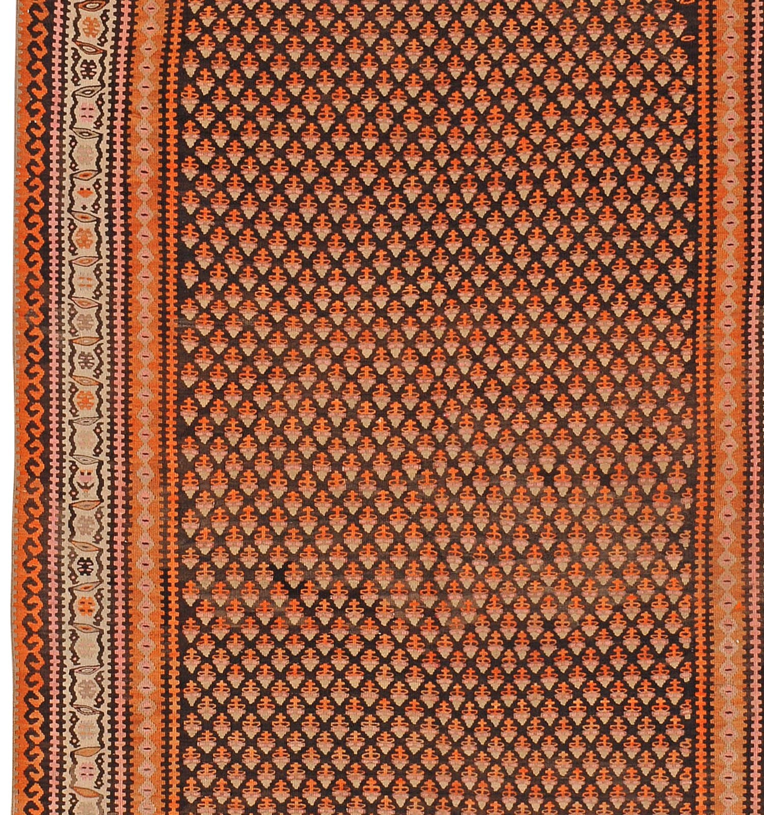 Détail du tissage – Tapis kilim Sene 290×136 cm, laine naturelle tissée main, Perse