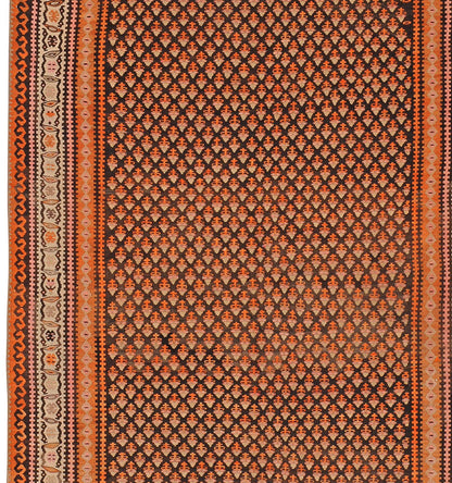 Détail du tissage – Tapis kilim Sene 290×136 cm, laine naturelle tissée main, Perse