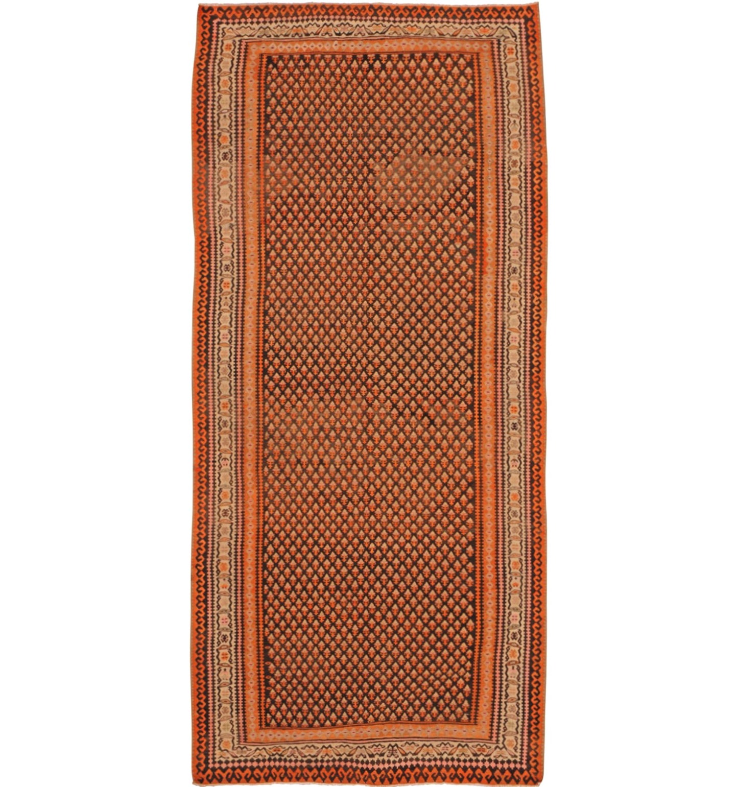 Kilim ancien Sene 290×136 cm – Tapis kilim persan tissé main en laine naturelle, Kurdistan