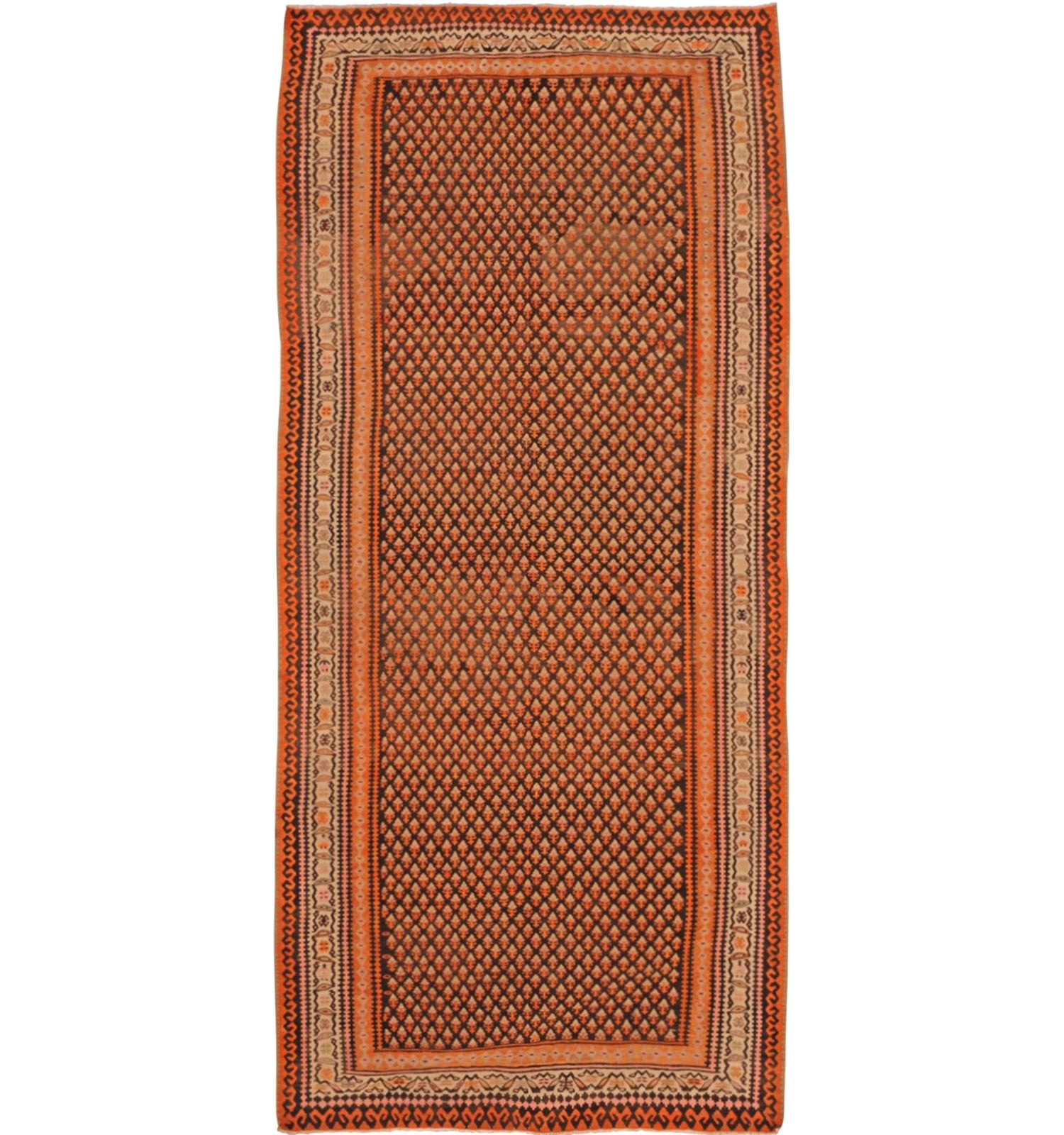 Kilim ancien Sene 290×136 cm – Tapis kilim persan tissé main en laine naturelle, Kurdistan