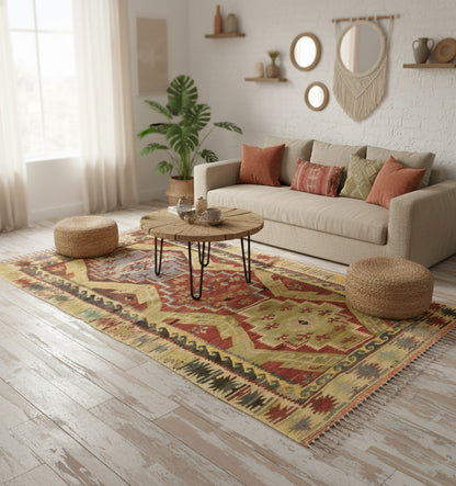 Kilim Sihli 224 x 130 cm en situation dans un intérieur moderne – Décoration provenance Sihli