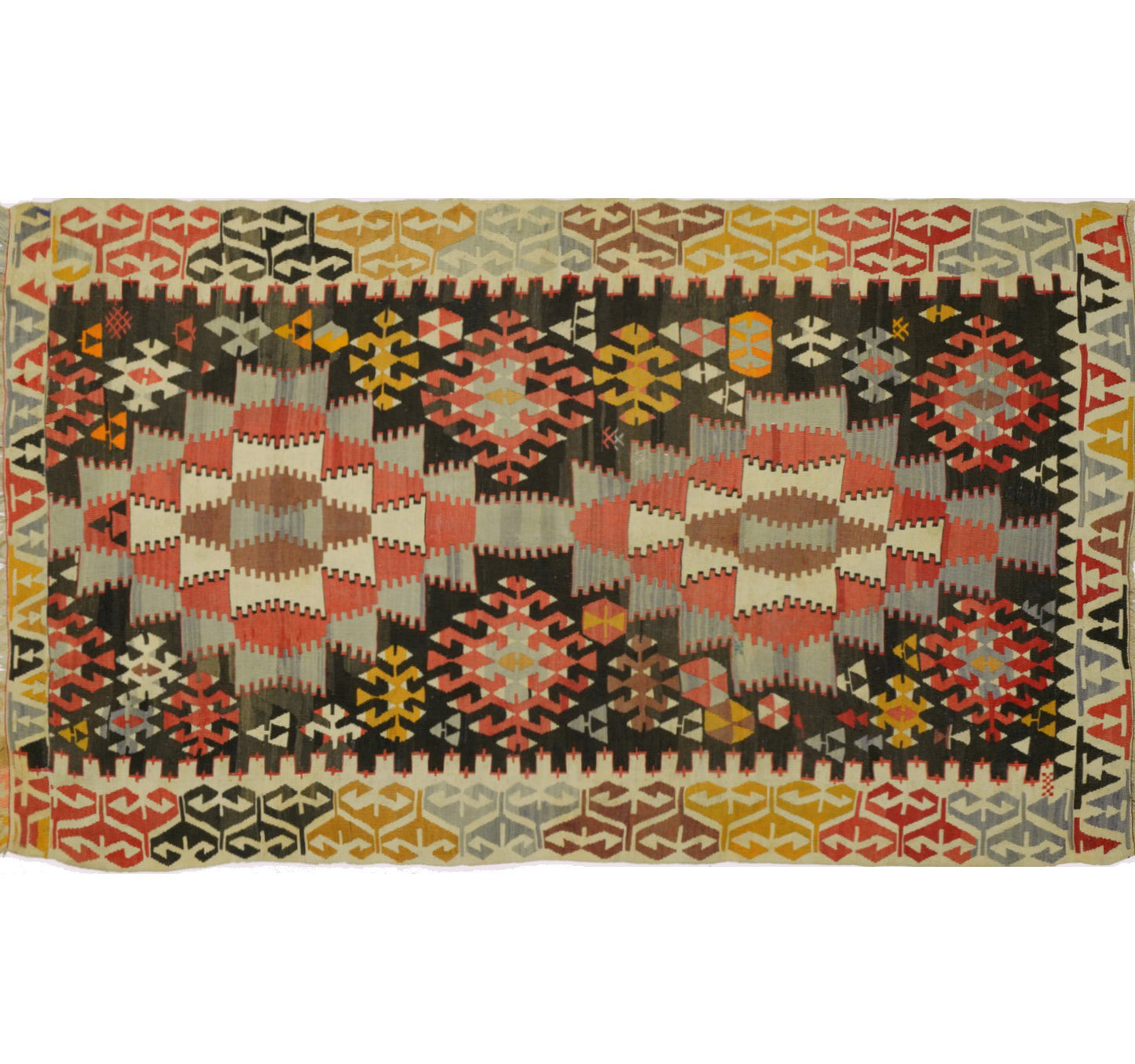 Vue horizontale du kilim Sihli 240 x 140 cm – Tapis turc en laine de provenance Sihli