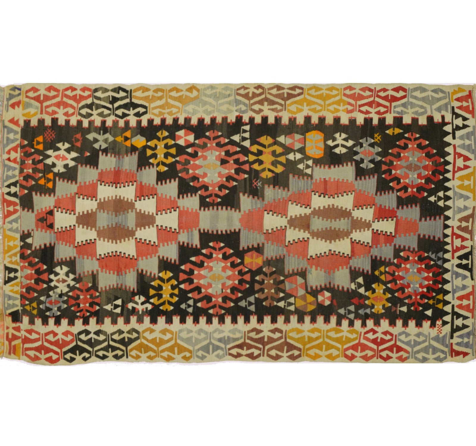 Vue horizontale du kilim Sihli 240 x 140 cm – Tapis turc en laine de provenance Sihli