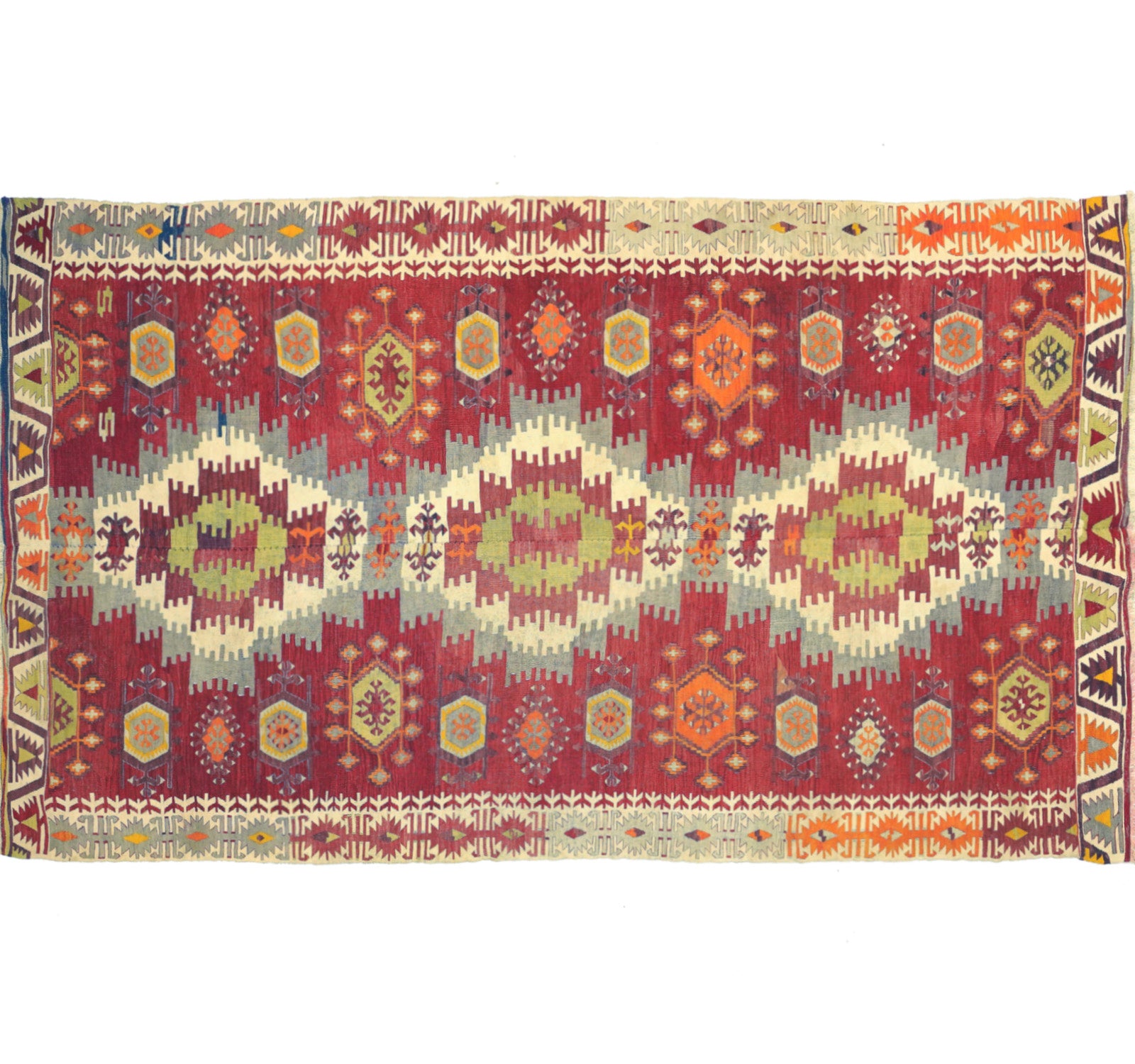 Vue horizontale du kilim Sihli 290 x 165 cm – Tapis turc en laine de provenance Sihli