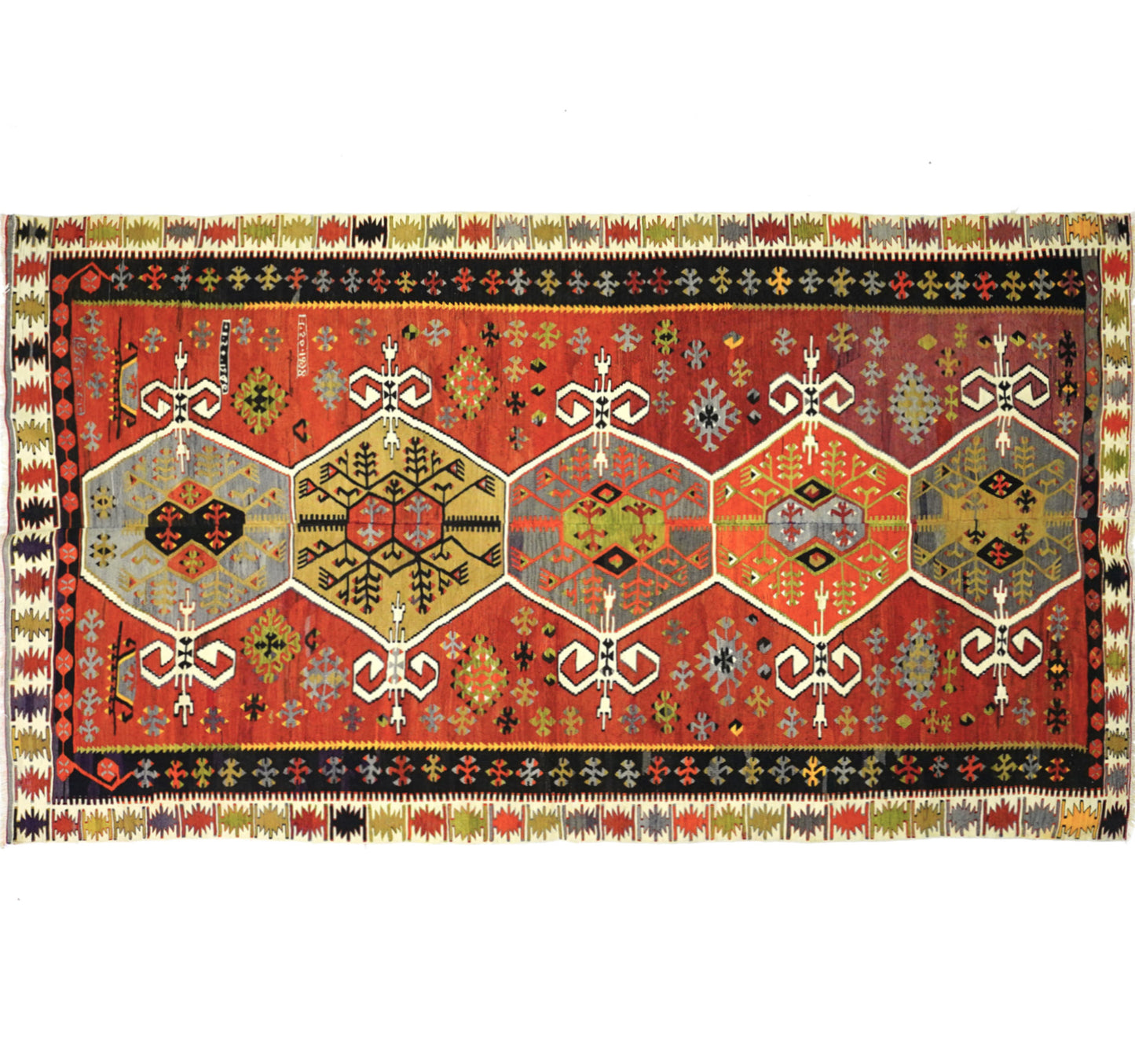 Vue horizontale du kilim Sihli 300 x 169 cm – Tapis turc en laine de provenance Sihli