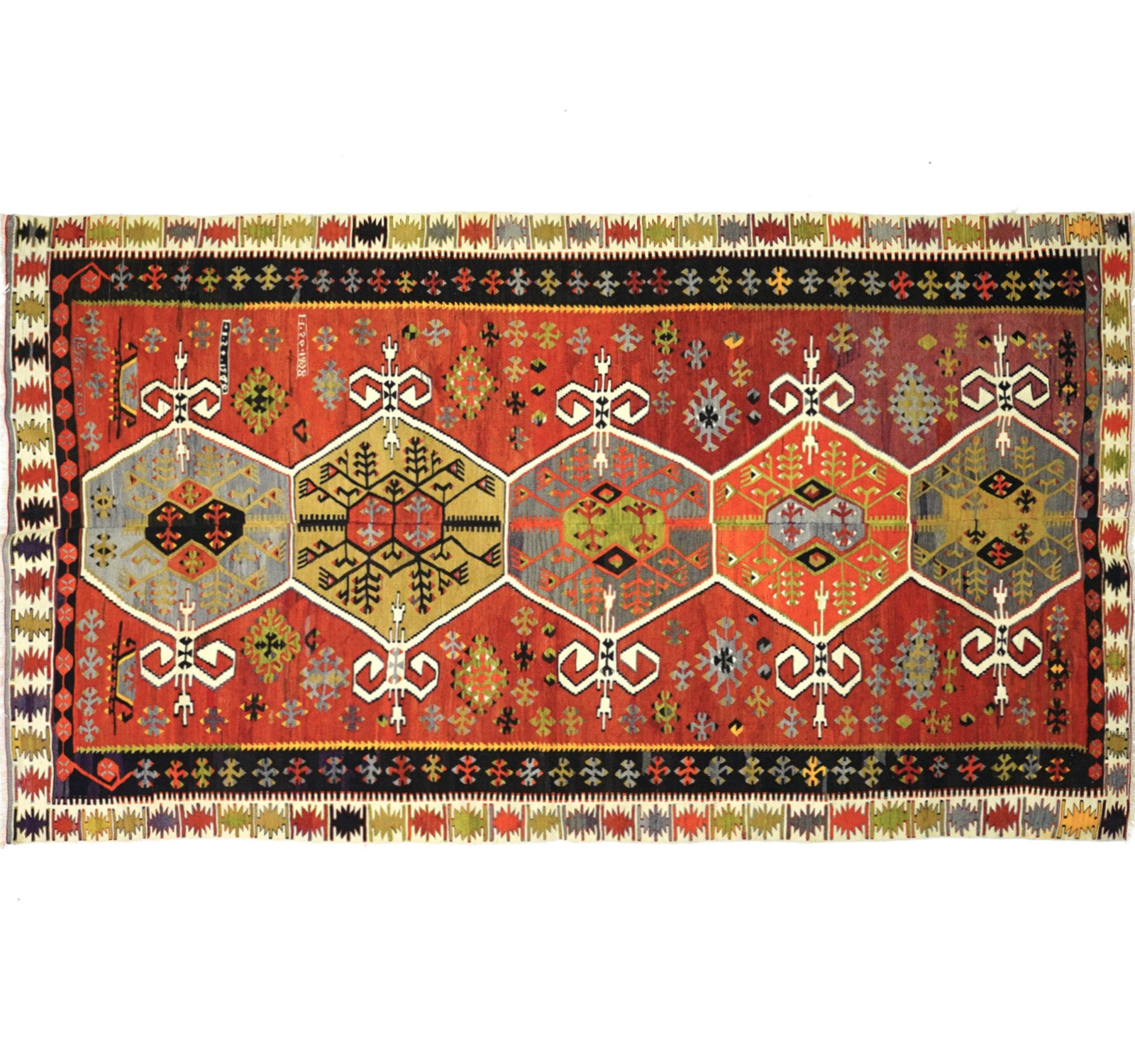 Vue horizontale du kilim Sihli 300 x 169 cm – Tapis turc en laine de provenance Sihli