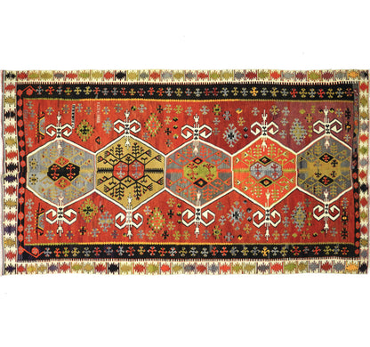 Vue horizontale du kilim Sihli 300 x 169 cm – Tapis turc en laine de provenance Sihli