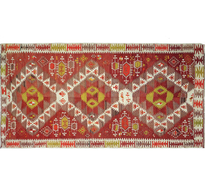 Tapis kilim ancien Sihli 335×170 cm, vue d'ensemble – Laine naturelle, environ 65 ans, Anatolie Centrale