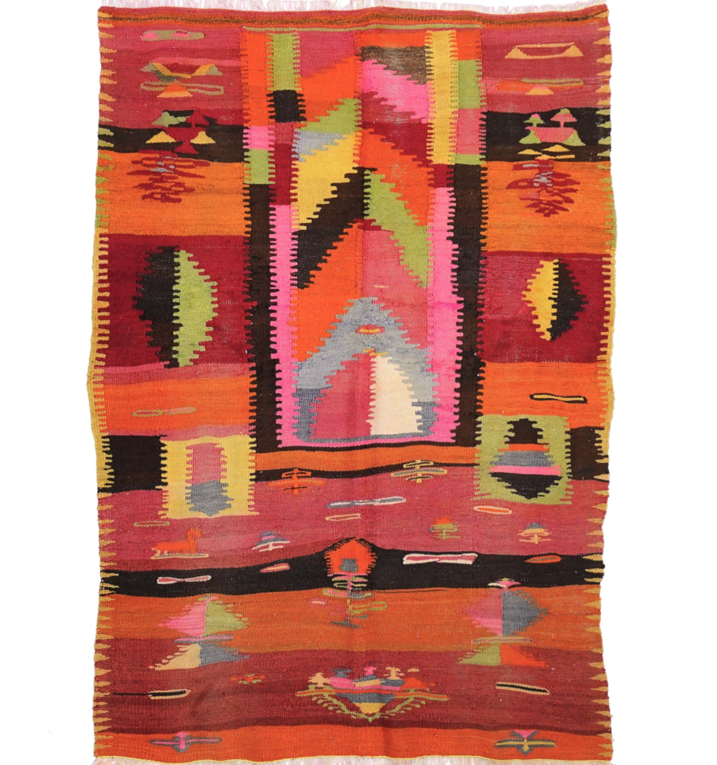 Kilim ancien Sivas 228×145 cm – Tapis kilim tissé main en laine naturelle, Anatolie Centrale