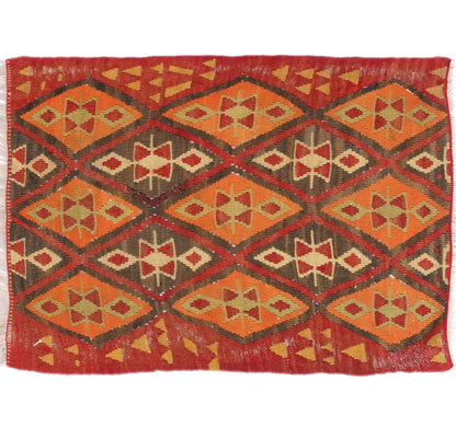 Vue horizontale du kilim Sivas 78 x 59 cm – Tapis turc en laine de provenance Sivas