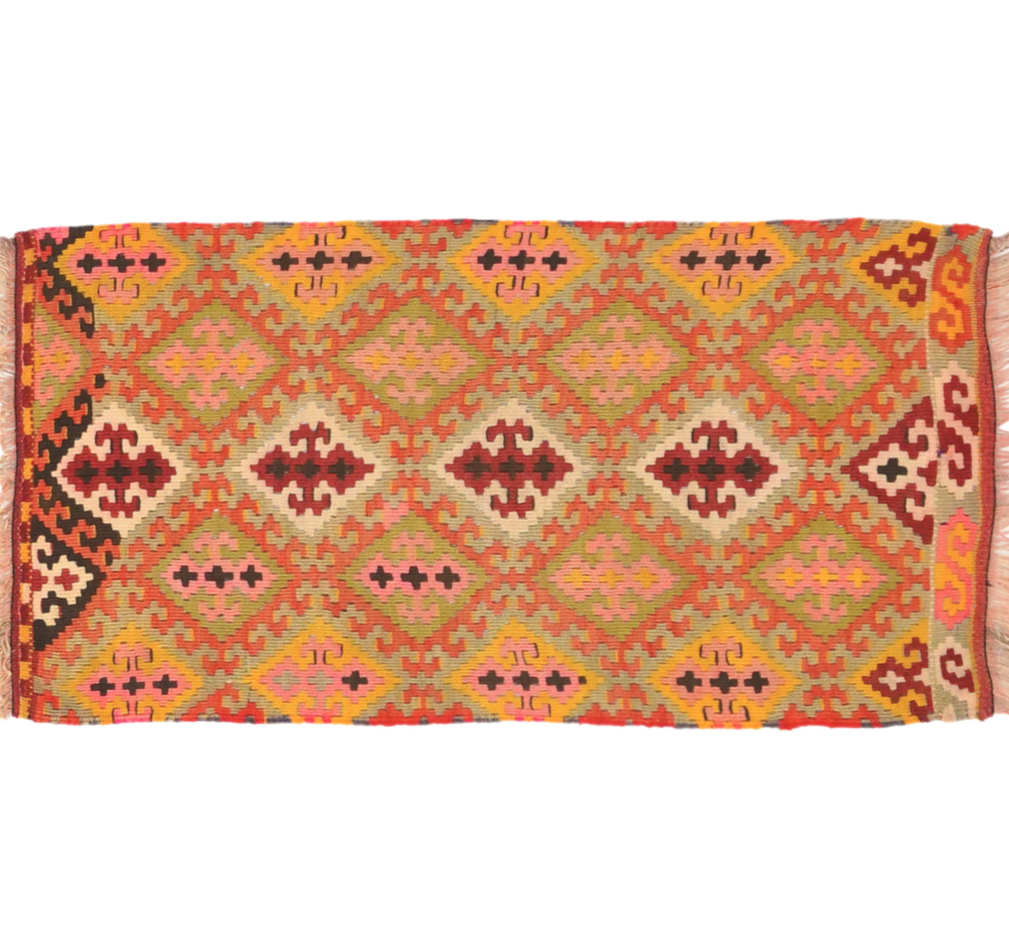 Vue horizontale du kilim Sivas 98 x 58 cm – Tapis turc en laine de provenance Sivas