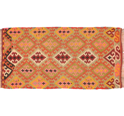 Vue horizontale du kilim Sivas 98 x 58 cm – Tapis turc en laine de provenance Sivas