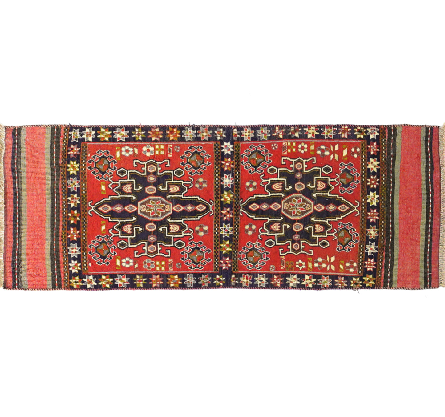 Tapis kilim ancien Soumak 152×68 cm, vue d'ensemble – Laine naturelle, environ 60 ans, Caucase / Est