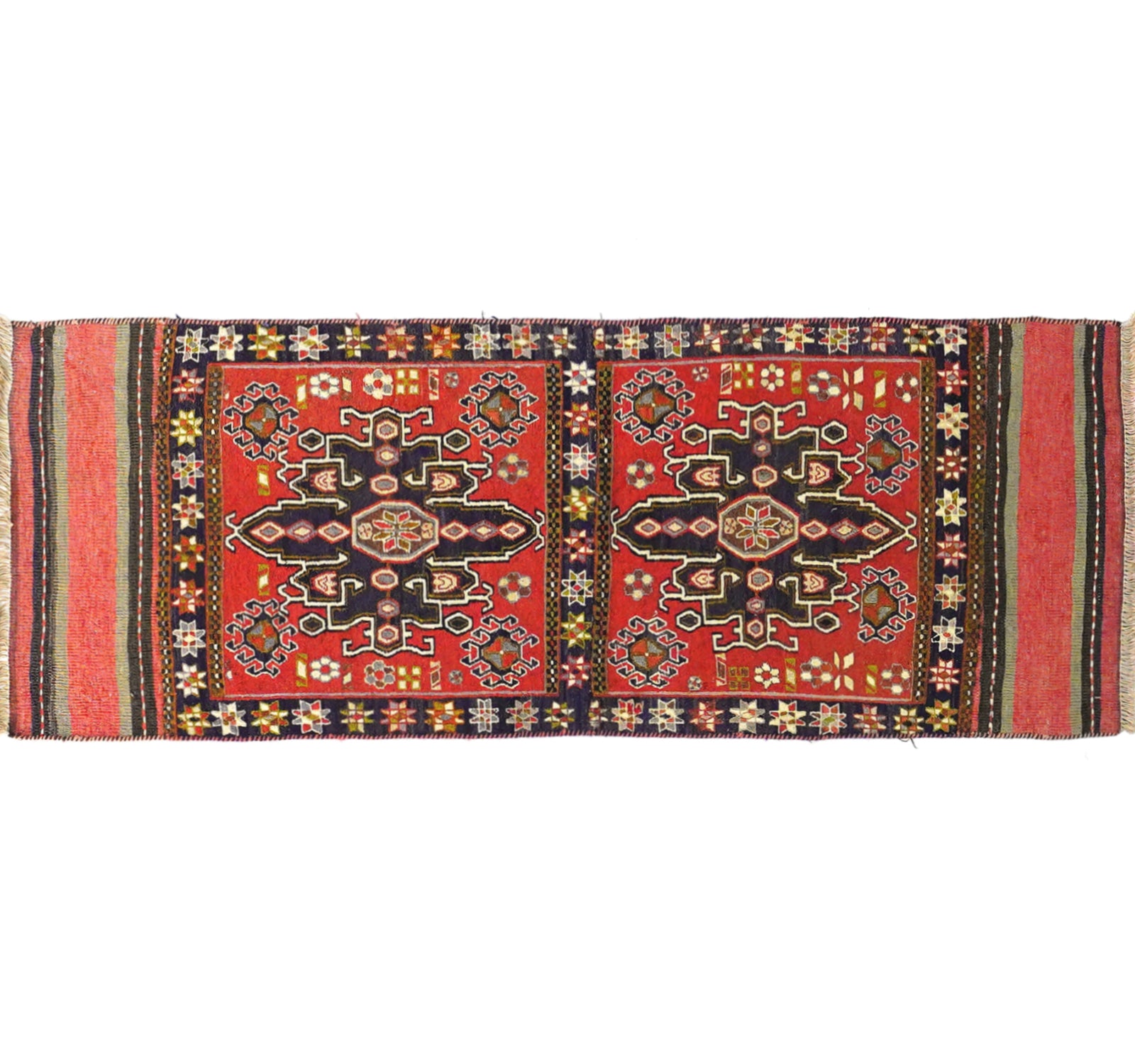 Tapis kilim ancien Soumak 152×68 cm, vue d'ensemble – Laine naturelle, environ 60 ans, Caucase / Est