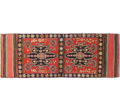 Tapis kilim ancien Soumak 152×68 cm, vue d'ensemble – Laine naturelle, environ 60 ans, Caucase / Est