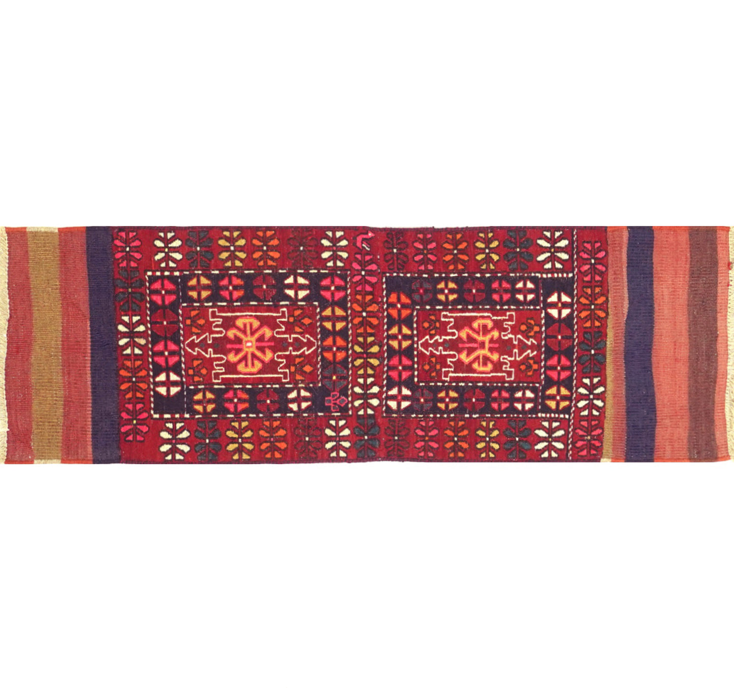 Vue horizontale du kilim Soumak 157 x 45 cm – Tapis turc en laine de provenance Soumak