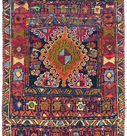 Détail du tissage en laine du kilim Soumak tissé à la main (provenance Soumak)