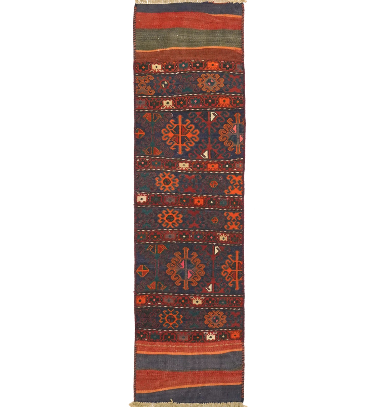 Kilim ancien Soumak 170×46 cm – Tapis kilim tissé main en laine naturelle, Caucase / Est