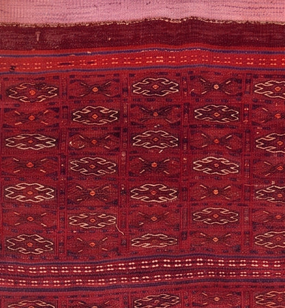 Détail du tissage en laine du kilim Soumak tissé à la main (provenance Soumak)