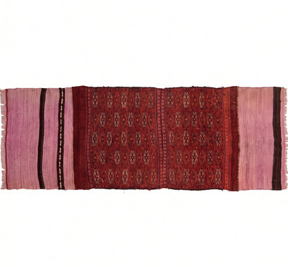 Vue horizontale du kilim Soumak 215 x 70 cm – Tapis turc en laine de provenance Soumak