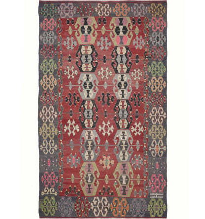 Vintage Denizli kilim rug - 288 x 168 cm