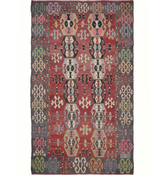 Vintage Denizli kilim rug - 288 x 168 cm