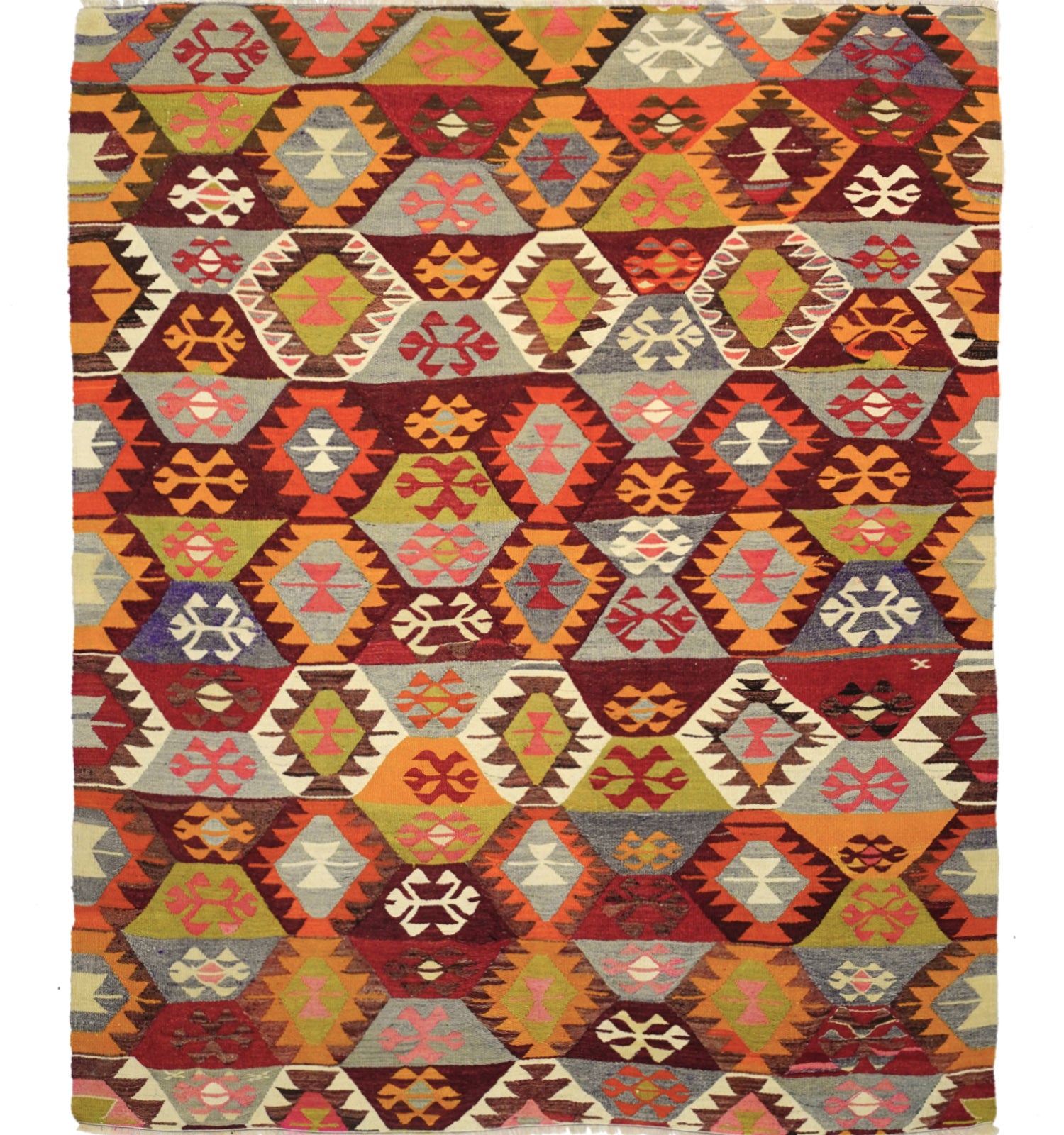 Kilim Tavas 245 x 196 cm – Tapis turc en laine tissé main, provenance Tavas