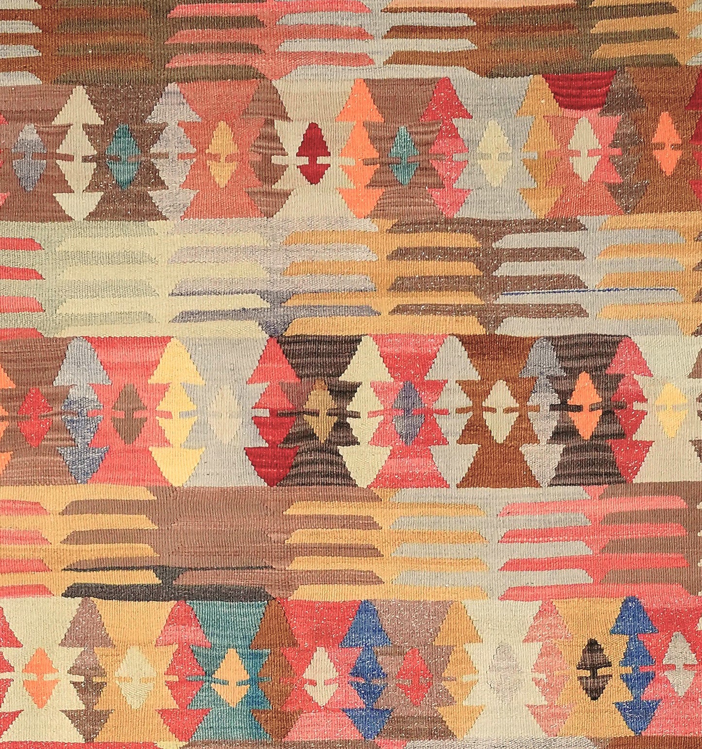 Détail du tissage en laine du kilim Tavas tissé à la main (provenance Tavas)