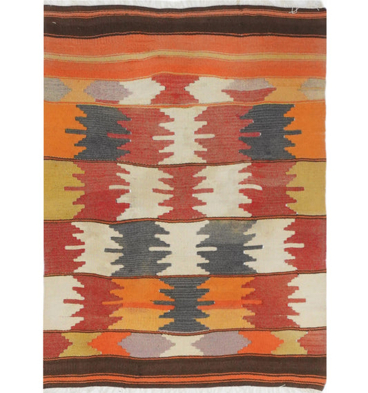 Kilim ancien Usak 100×73 cm – Tapis kilim tissé main en laine naturelle, Anatolie de l'Ouest
